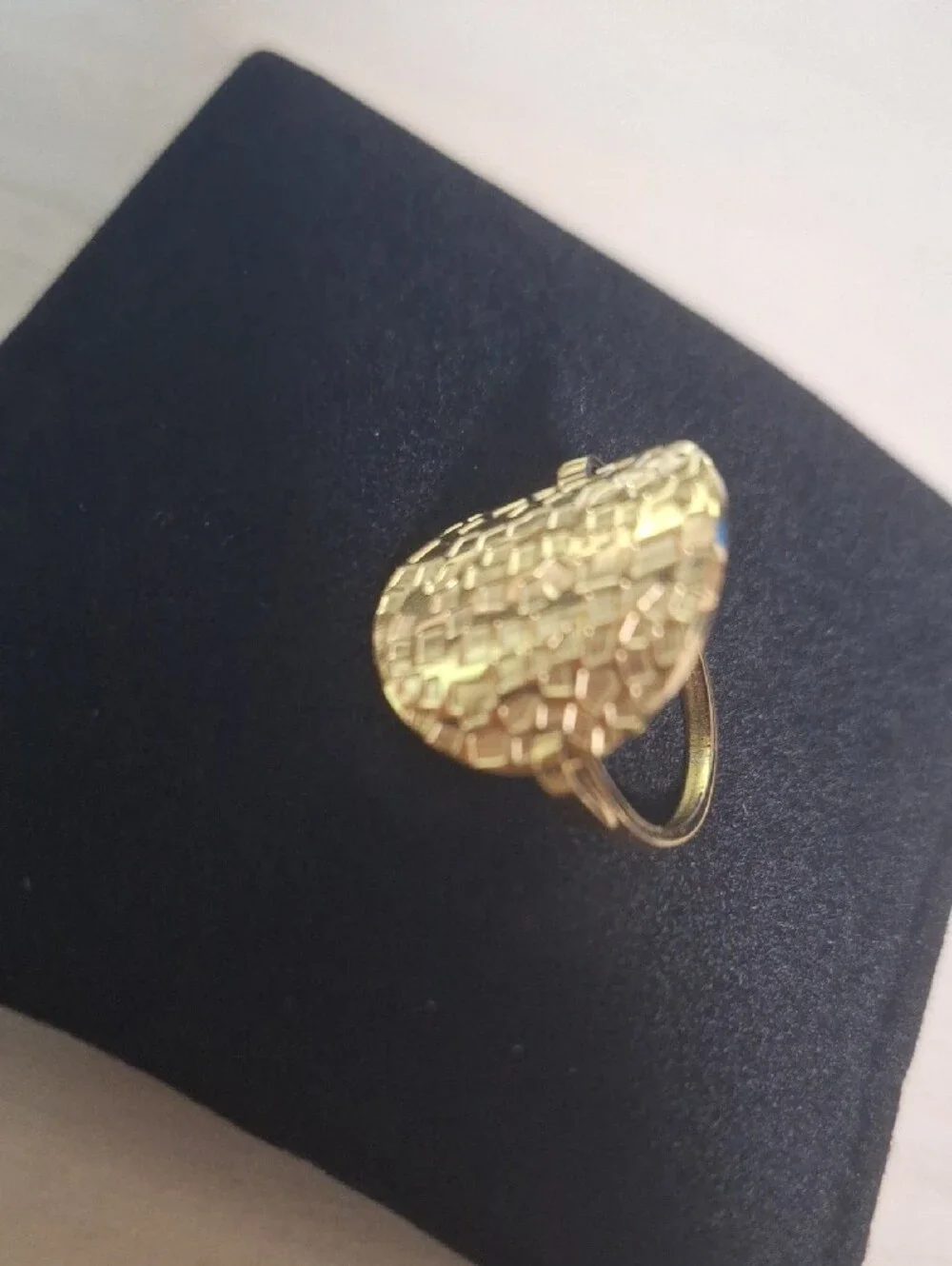 Geneva Gold Textured Disc Statement Ring - Size 7